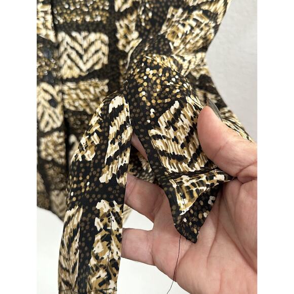 TR Bentley Plus Women’s Brown Black Beige Short Sleeve Button Up Top Size 18W - Picture 4 of 5